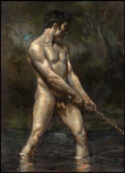 splendidgeryon:  New from Philip Gladstone:  “Unchained (for David Bowie)”; acrylic/canvas 9&quot; X 12&quot; From the artist: “The nude in this piece is based on an early 19th century French academic study that’s always impressed me in the collection