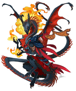 endivinity:  my good child Erebus has clothes now and he’s been gifted the fire his name deserves! his tail is still stupidly long though. you can take the boy out of the fashion but you cant take the fashion out of the boy  