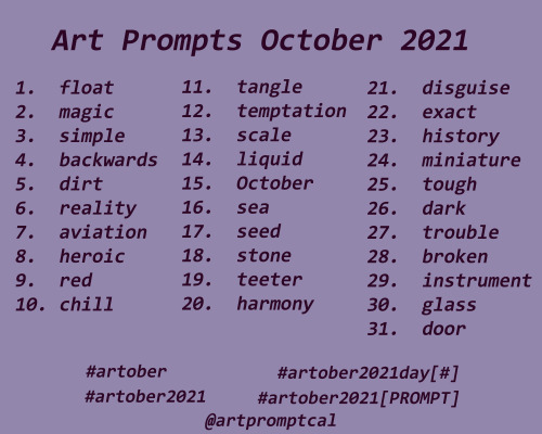 October art challenge prompts for October 2021