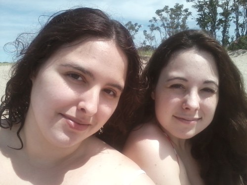 ME AND CHELSEA AT THE BEACH THE OTHER DAY ps we are less naked than we appear to be