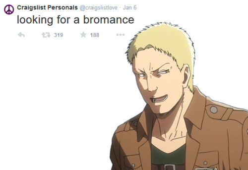 ackersexual:  if the shingekis used craigslist porn pictures