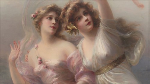 die-rosastrasse:Édouard Bisson French, 1856-1939 Love’s Messengers, Two Maidens, The Three Graces (d