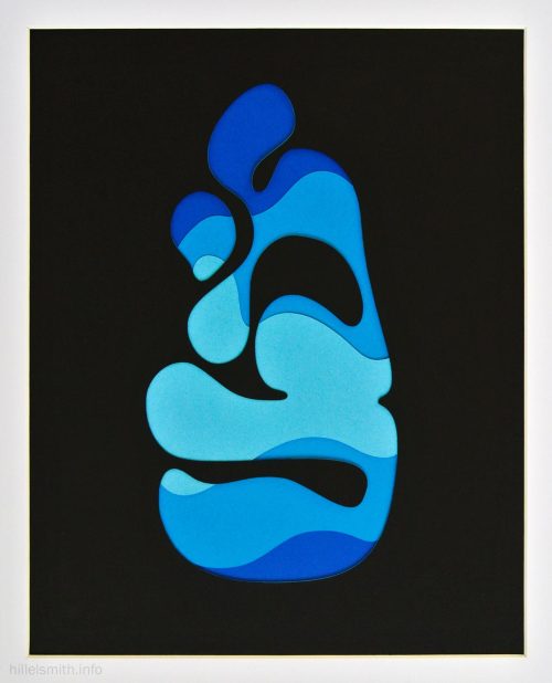 The matching papercut “mayim” (water) piece to the earlier “eish” (fire) papercut. Go see them at th