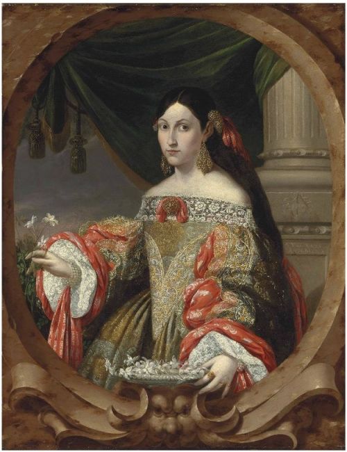 Portraits two of women wearing Spanish saya style dress by Cornelis Schut III, 1682;Portrait of a wo