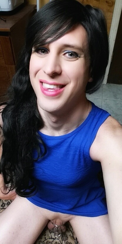 sexygurl1327:  My sissy little clitty all tucked away 😉 