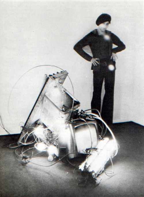  Alan Vega (AKA Alan Suicide) with his electronic sculpture, 1975.