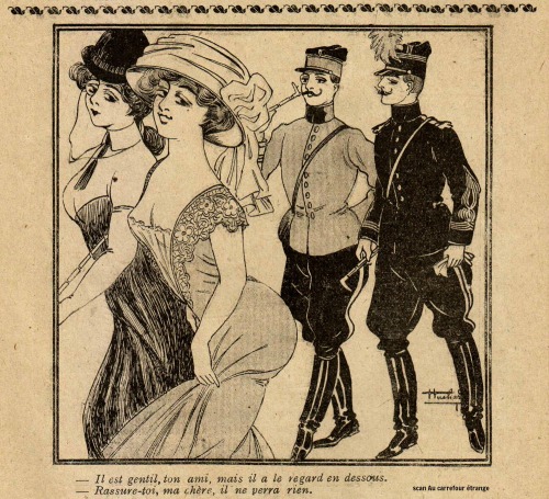 scan from Almanach de la vie en culotte rouge, 1910. Sorry I couldn’t read the name of the art
