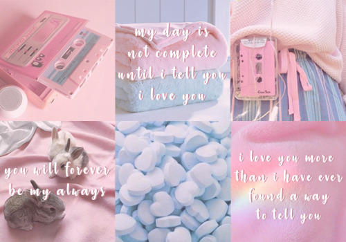 Pastel pink and blue aesthetic for a rimi who dated tae with themes of music, blankets, bunnies, and