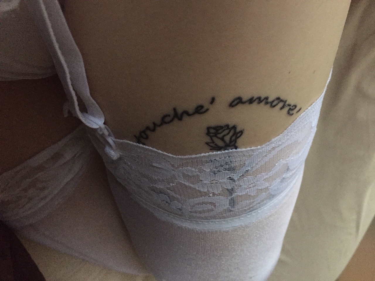 n-otw:  my newest addition peeping through lace 🌹