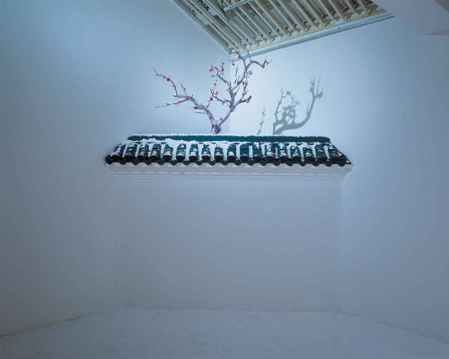 orientallyyours: Installations by Ma Jun 马军 of bamboo and pine and plum trees, using fake bamboo, fa