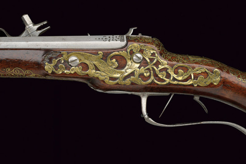 Fine wheel-lock rifle crafted by Carl Keiner of Bohemia, dated 1683.from Czerny’s Internationa