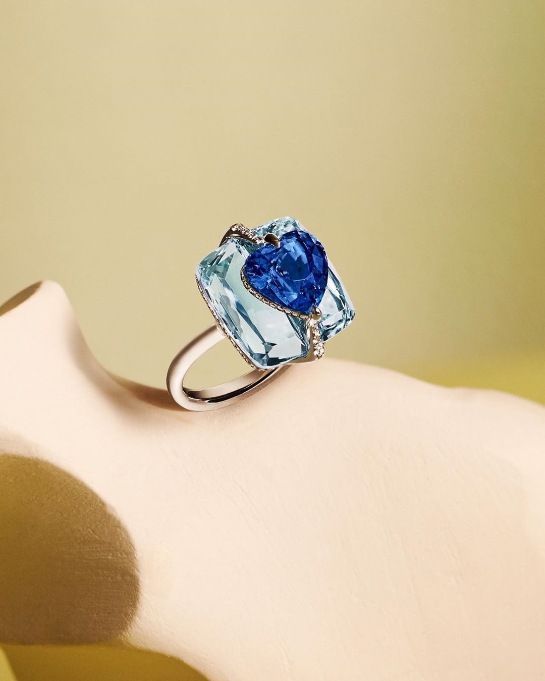 Winterhill-Aria - A Heart-Shaped Sapphire and Aquamarine Ring.by...