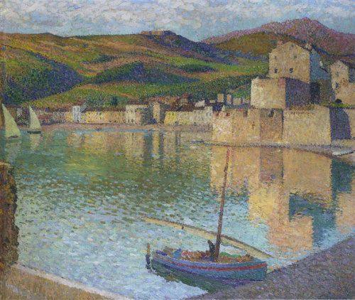 Blue Boat in Port Collioure, 1902, Henri MartinMedium: oil,canvas