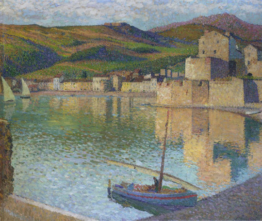Blue Boat in Port Collioure, 1902, Henri MartinMedium: oil,canvas #martin#henrimartin#impressionism