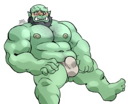 megawaffle:  and here’s my orc guy but naked and also finally in color
