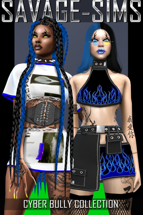 savage-sims: - CYBER BULLY COLLECTION - (Patreon Exclusive - 11 items) Blocked Skirt: A cutout skir