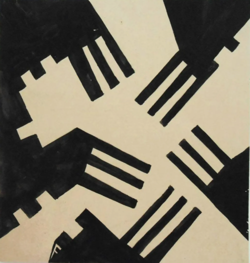 Otto Freundlich Abstract Ink Drawings on Woven Paper, before 1940.(via liveauctioneers.com)