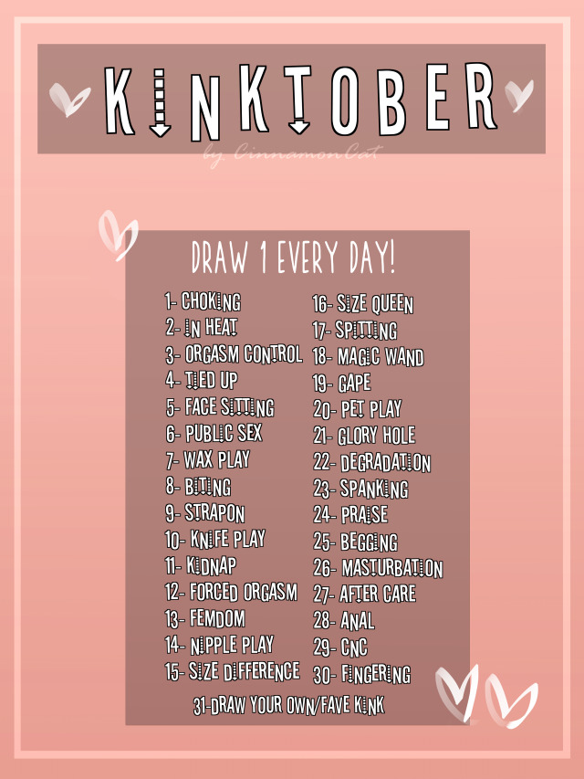 Kinktober 2024 Prompt List Dore Nancey