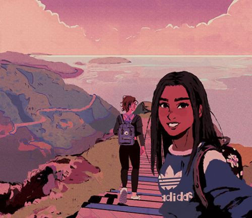 babypears: i got to draw sara and mila hiking in eastern canada for the @unknownlandzine pdf sales a