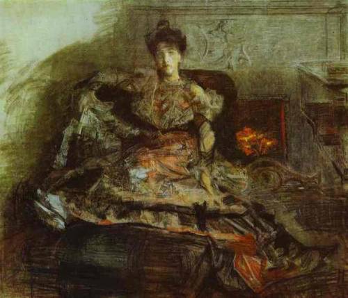 After the Concert Portrait of Nadezhda Zabela, 1905, Mikhail VrubelMedium: charcoal,pastel,canvas