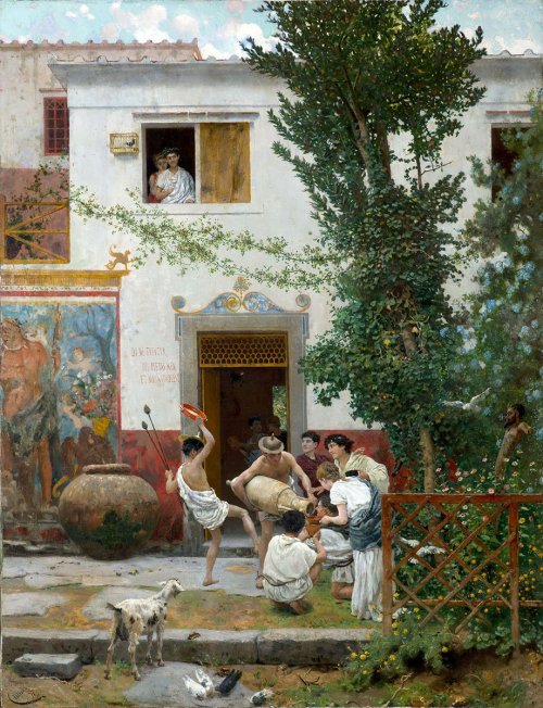 sakurabreeze:Horace in the villa (1877) by Camillo Miola (Italy, 1840-1919).