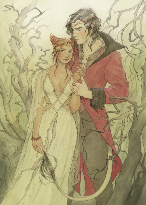 ekbelsher: This post-TQoN wedding shot has been sitting in my studio half-painted for a month, and I