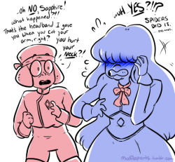 mudflaparts:  OKAY BUT I’M ALL HERE FOR RUBY SO CONSUMED WITH FEAR OF HER CRUSH ON SAPPHIRE BEING DISCOVERED THAT SHE COMPLETELY OVER-LOOKS THE NINETY MILLION FUCKING NEON SIGNS THAT SAPPHIRE IS IN LOVE WITH HER 100 FUCKING %