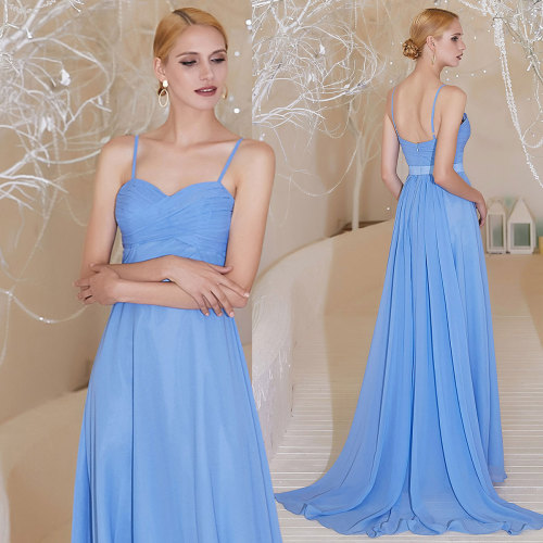  Blue Spaghetti V-Cut Bridesmaid Evening Dress-eDressit (00200305)