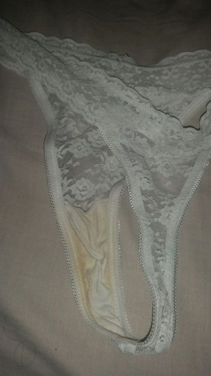 Wifes dirty panties after night out would love to see another guy sniffing them 
