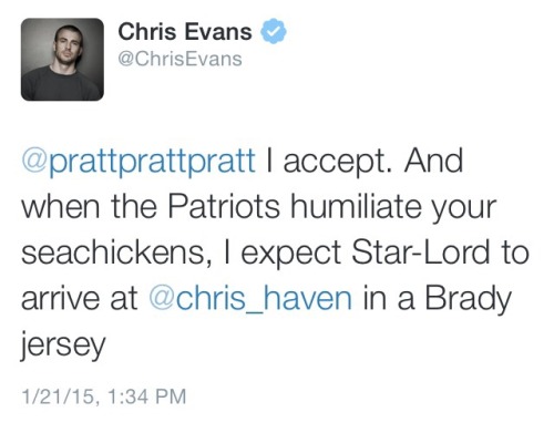 definitelynotsatan:imaginarycircus:  theladyscribe:  goagentcarter:  THERE IS NO CHILL a continuation of this post  who knew all it would take to get cevans to use his twitter was some football, kids, and his mancrush  I found a reason to care about the