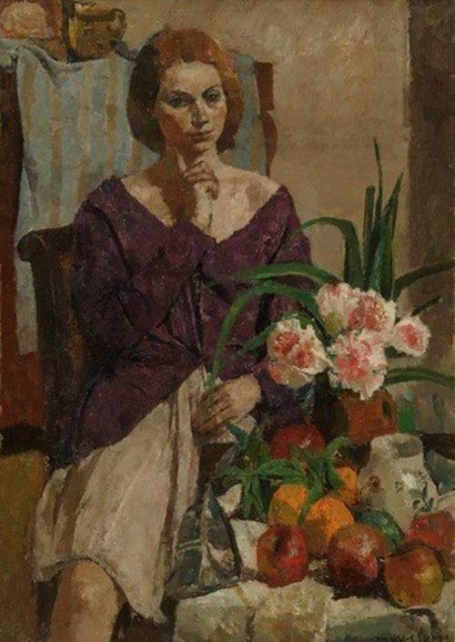 Interior with Figure  - Josep Maria Mallol Suazo 1970Catalan  1910-1986Oil on canvas , 92  x  65 cm.