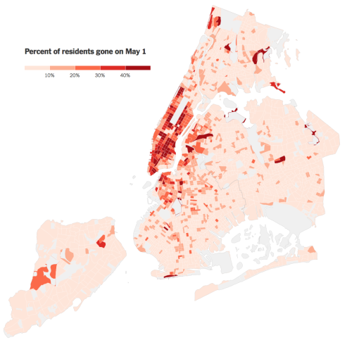 FLEEING THE CITY:  New Yorkers Temporarily Escaping COVID-19Smartphone location data have found