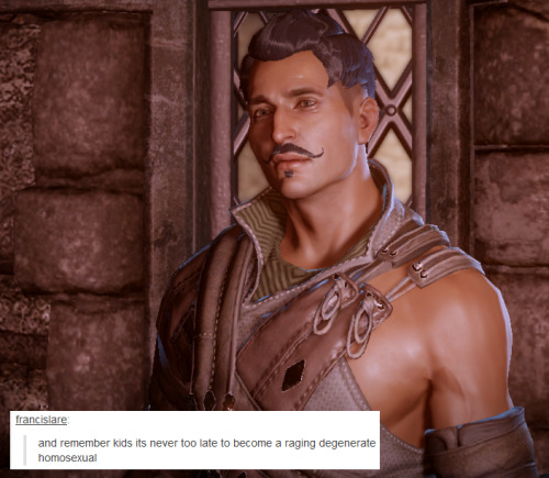 bubonickitten:  Dragon Age: Inquisition & (LGBTQ ) text posts — part 2 Pretty sure each DA game is mostly about a pack of queers who trip all over themselves trying to be heroic and accidentally make history in the process. More DA text post memes: