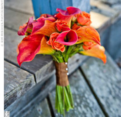 Then-Comes-Wedding:  Matron Of Honor Bouquet Of Calla Lilies In Orange And Pink