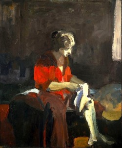 art-pickings:  Elmer Nelson Bischoff (1916 – 1991, American) Woman Dressing 