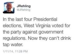 kingpinnn:  Think about that West Virginia Republicans.  