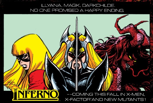 oxymitch: Letters Page Ads for Inferno crossover in the eighties 1st pic = Jean Grey, Cyclops (