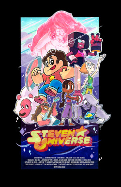 joethejohnston:  My piece for the Cartoon Network show currently up at Gallery Nucleus. Sort of a Drew Struzan inspired Steven Universe movie poster. Prints are on sale HERE! 