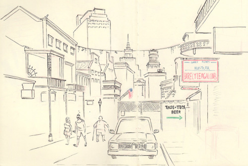 New Orleans sketchbook- go home Bourbon Street, you’re drunk.Ha ha- this trip was where my insomni