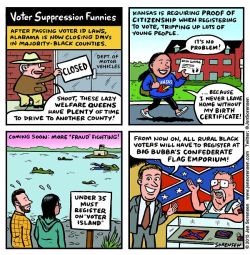 cartoonpolitics:  Republican voter suppression
