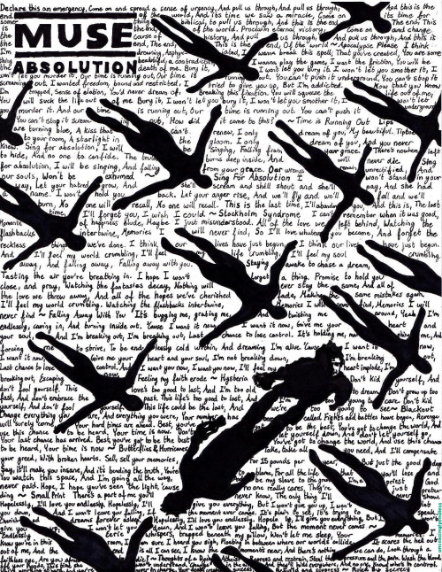 unceasinglyendless: Absolution - drawing with Sharpie Pen by me Every Lyric in the Album (x)
