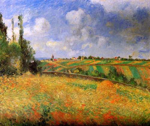 artist-pissarro: Fields, 1877, Camille PissarroMedium: oil,canvas