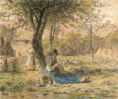 In the garden, 1862, Jean-Francois MilletMedium: watercolor,paperhttps://www.wikiart.org/en/jean-fra