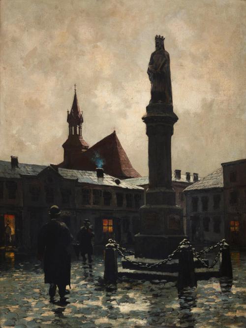 polishpaintersonly: “The market square in Bochnia at night” (1896)Ludwik Stasiak (Polish
