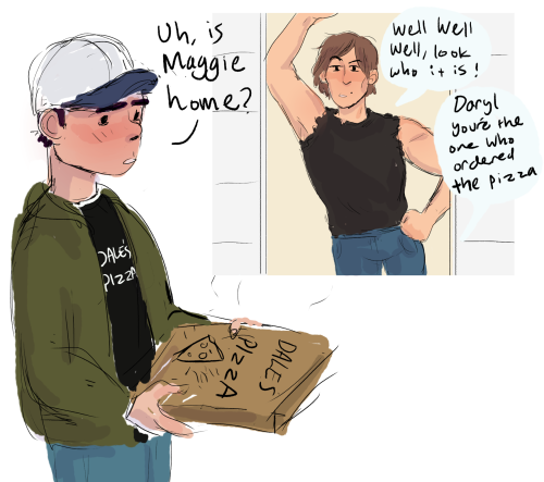 glenn regrets telling daryl when he works b/c now daryl orders like 5 pizzas a day and is like “what