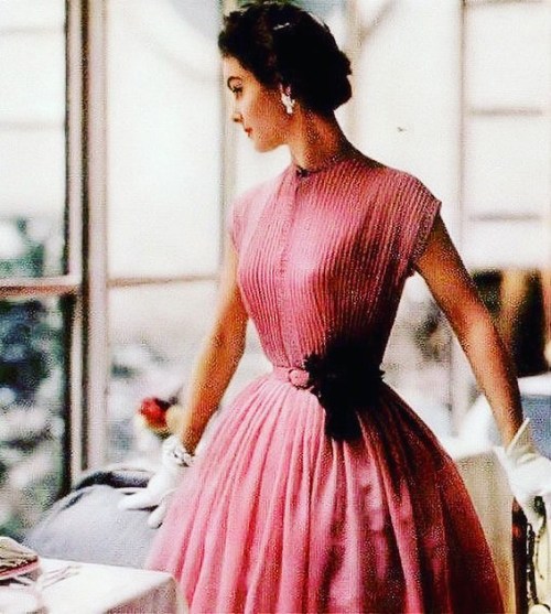 Model in dress by R & K Originals, Vogue - 1954 