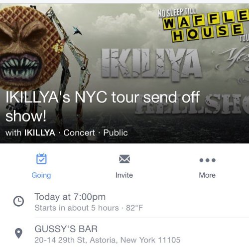 Tonight in Queens, NYC at Gussy’s Bar with @ikillya #metal #tour #wafflehouse @whatsintheb0x @