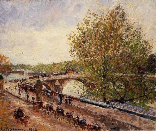 artist-pissarro: The Pont Royal, Grey Weather, Afternoon, Spring via Camille PissarroSize: 46.5x55 c