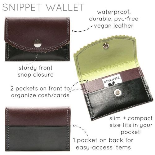 No video review for the Snippet / Snap wallets since they’re pretty straightforward — so here’s a little graphic for the beloved Snippet! It has 3 pockets total whereas the Snap wallet has the one main compartment. The Snap Wallet is also lined with...