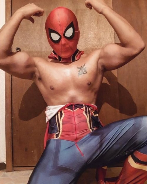 minaturegolftheory:  Ulises Alva de Ciudad de Mexico is clearly a Lucha Libre enthusiast as he chooses Spiderman and Deadpool masks to wear while posing, wrestling naked and fucking with his partner.  He is also versatile.